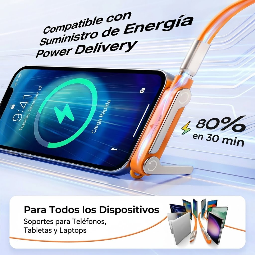 Cable 1.5m 240W Tipo C a Tipo C + Soporte