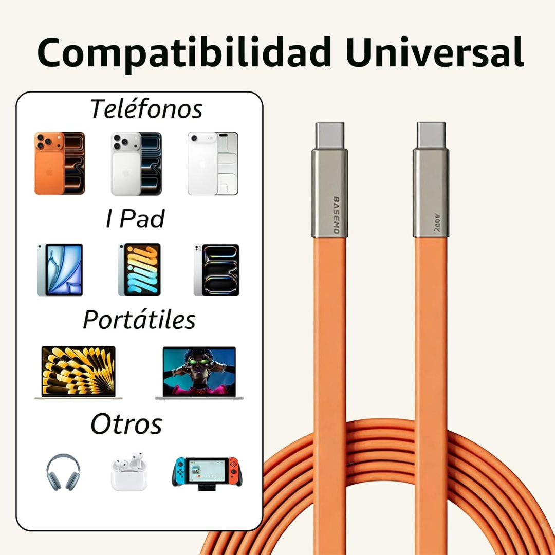 Cable 1.5m 240W Tipo C a Tipo C + Soporte