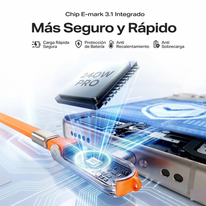 Cable 1.5m 240W Tipo C a Tipo C + Soporte